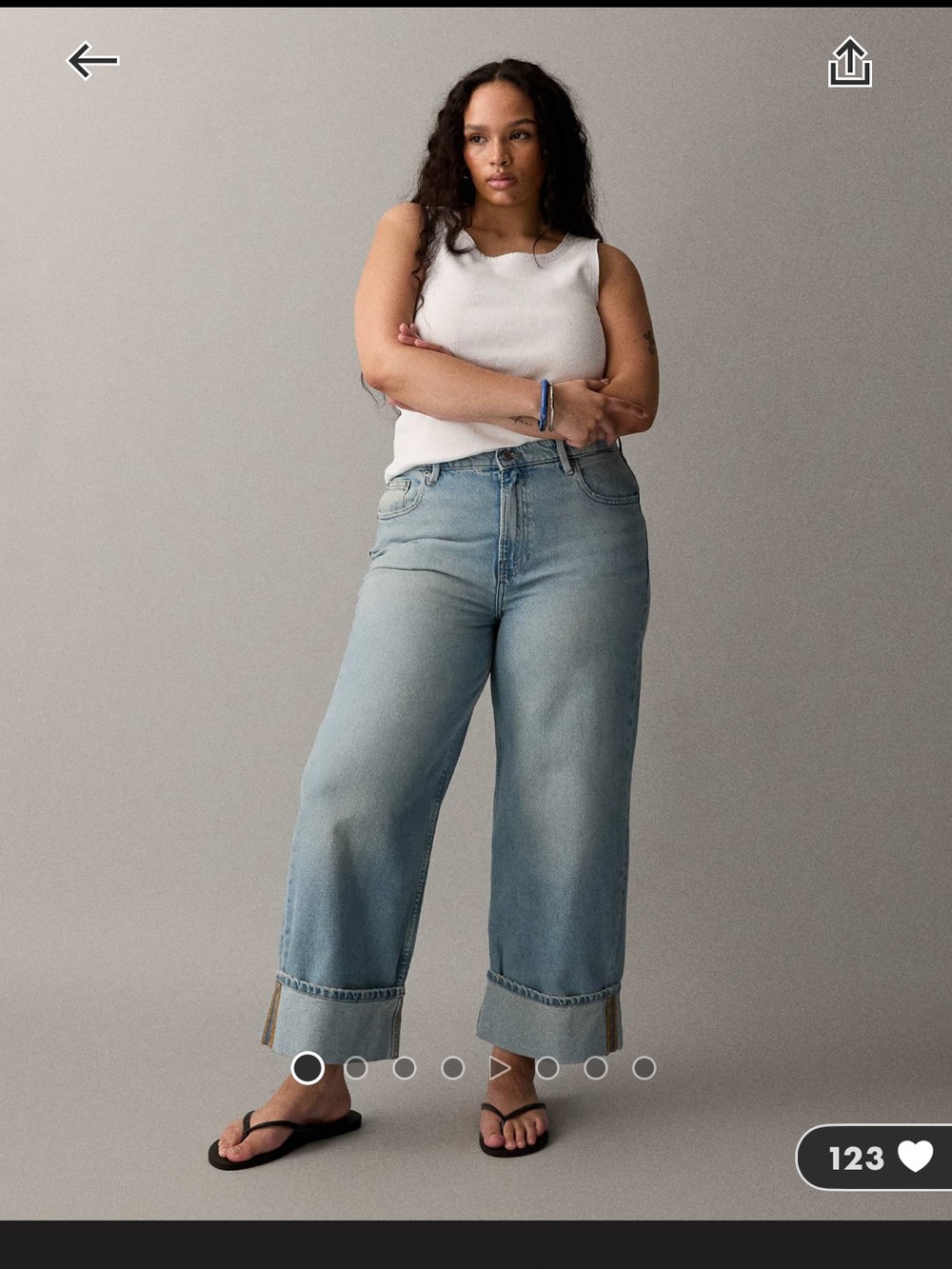 NWT Good American Good Standard relaxed cuffed jeans in light blue wash